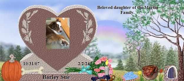 Barley Sue's Rainbow Bridge Pet Loss Memorial Residency Image