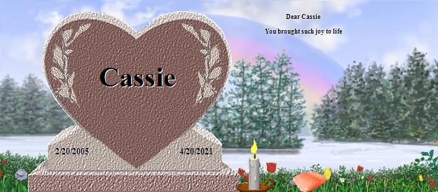 Cassie's Rainbow Bridge Pet Loss Memorial Residency Image